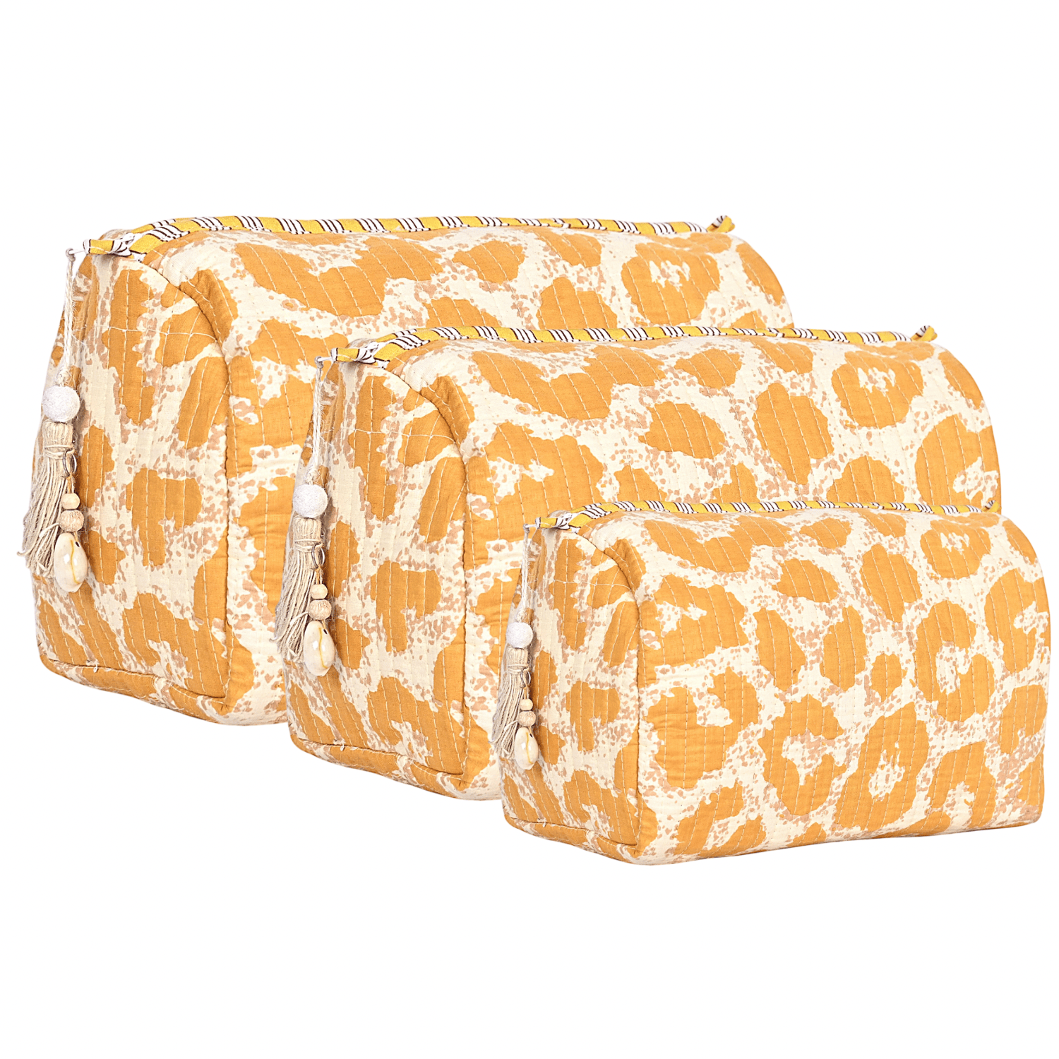 The Leopard Travel Set — handmade hand block printed cotton travel pouch set, ethically made in Rajasthan, India