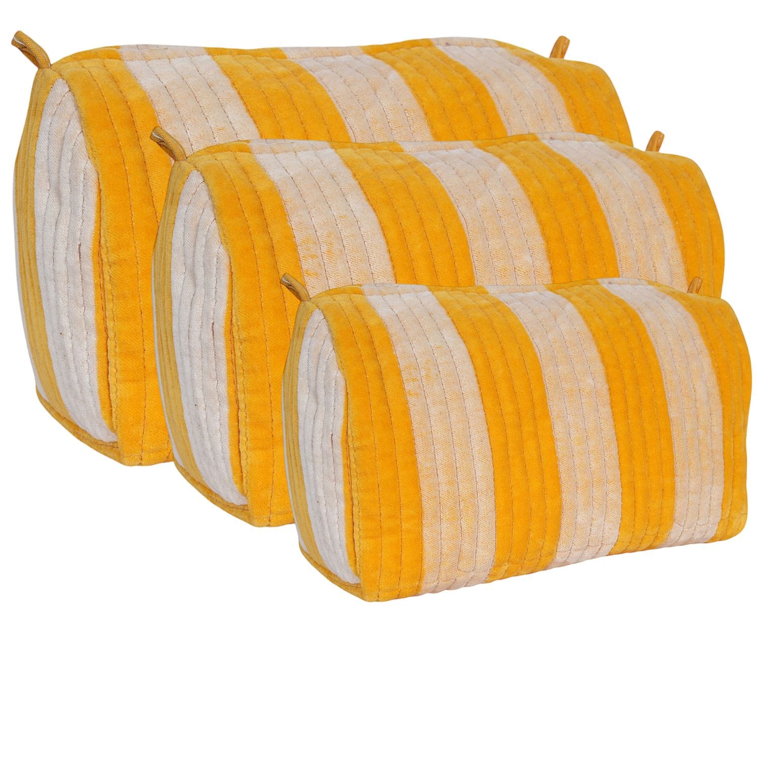 The Striped Velvet Travel Set — handmade quilted velvet travel pouch set, ethically made in Rajasthan, India