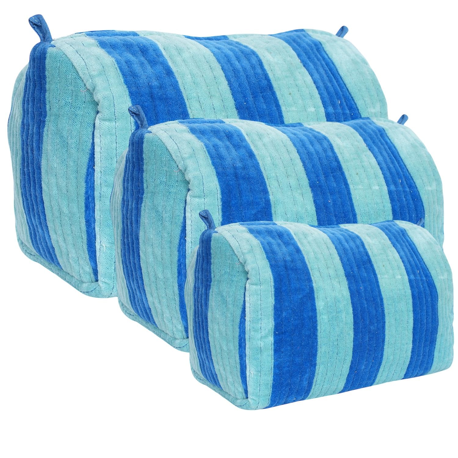 The Striped Velvet Travel Set — handmade quilted velvet travel pouch set, ethically made in Rajasthan, India