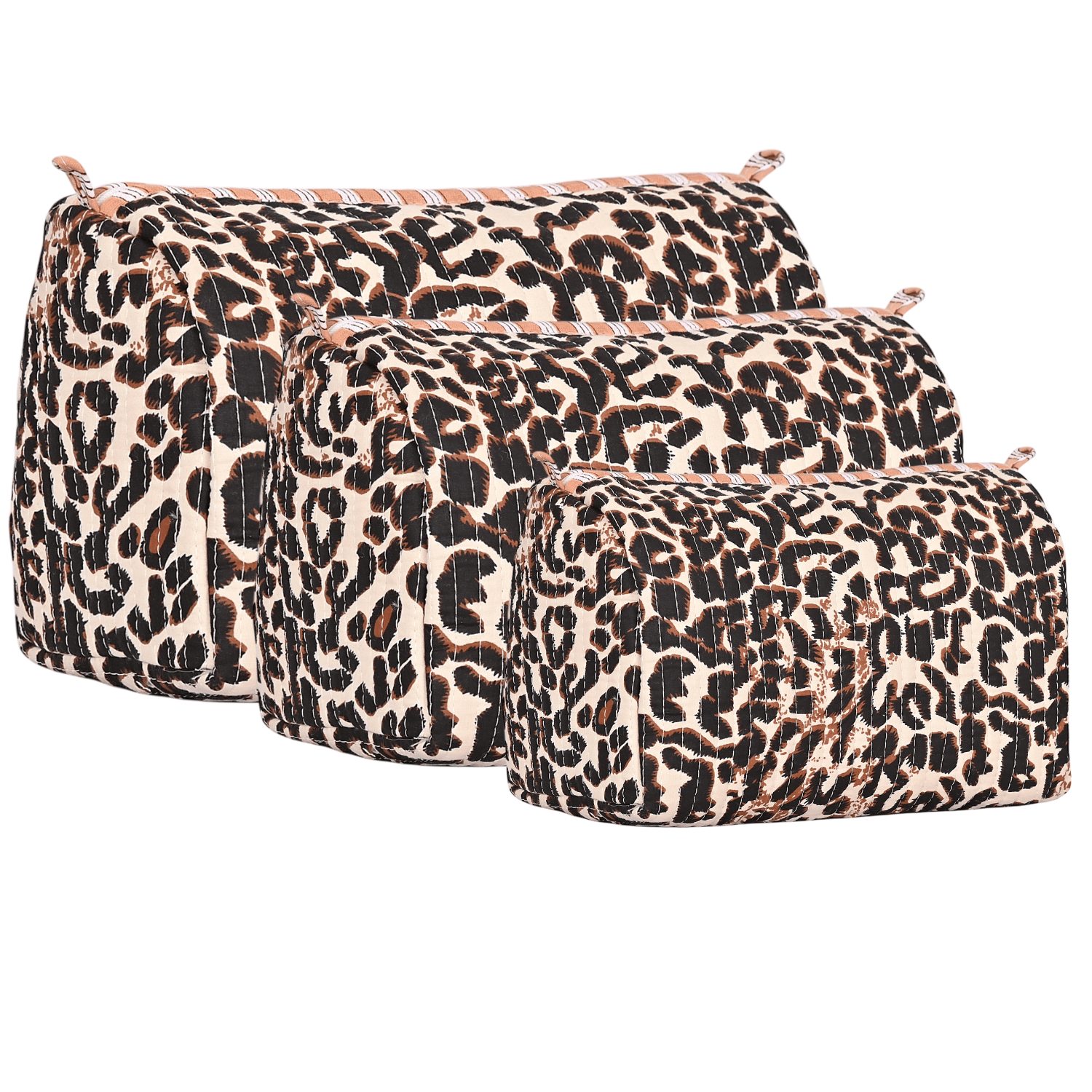 The Leopard Multi Cotton Travel Set — handmade hand block printed cotton travel pouch set, ethically made in Rajasthan, India