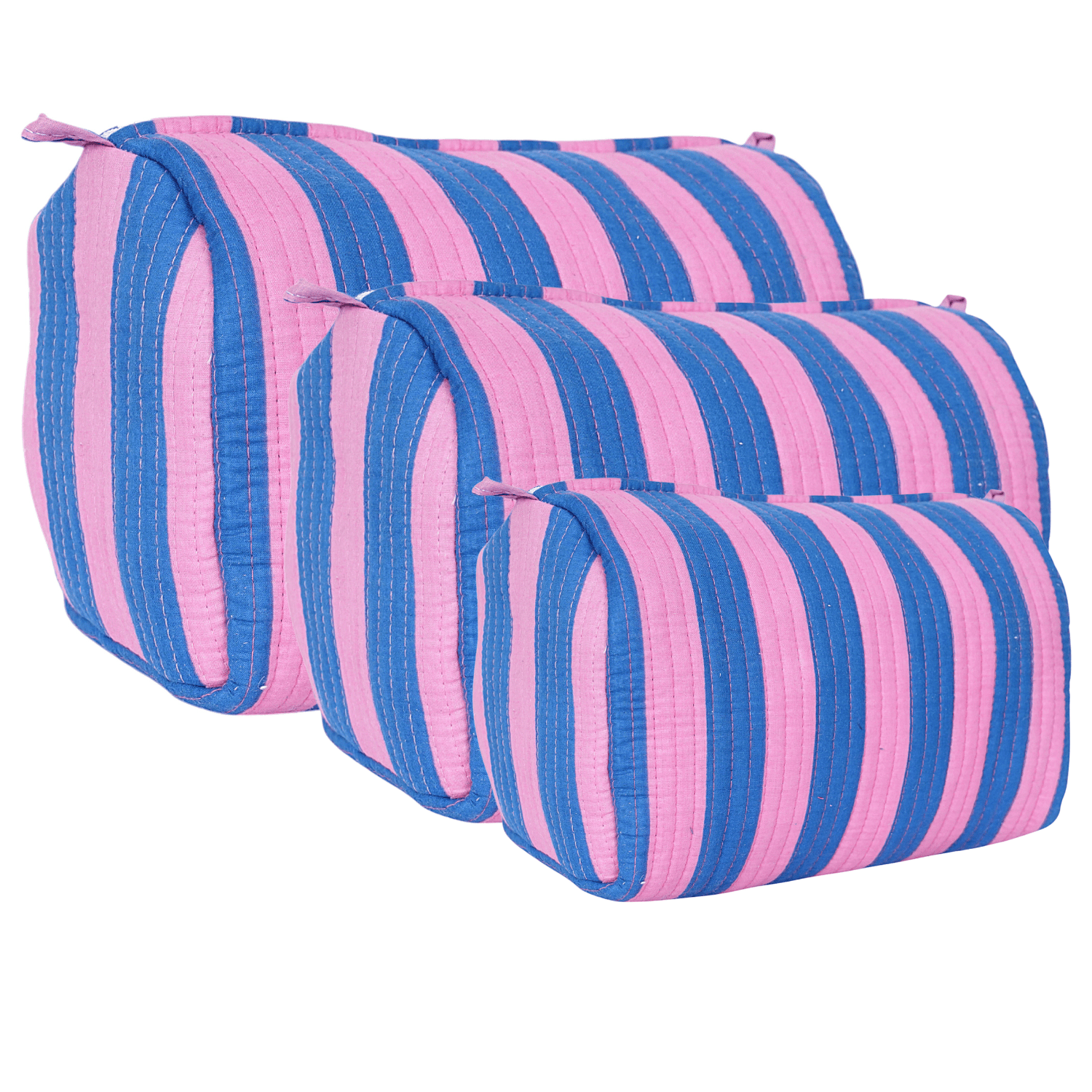 The Striped Travel Set — handmade cotton travel pouch set, ethically made in Rajasthan, India