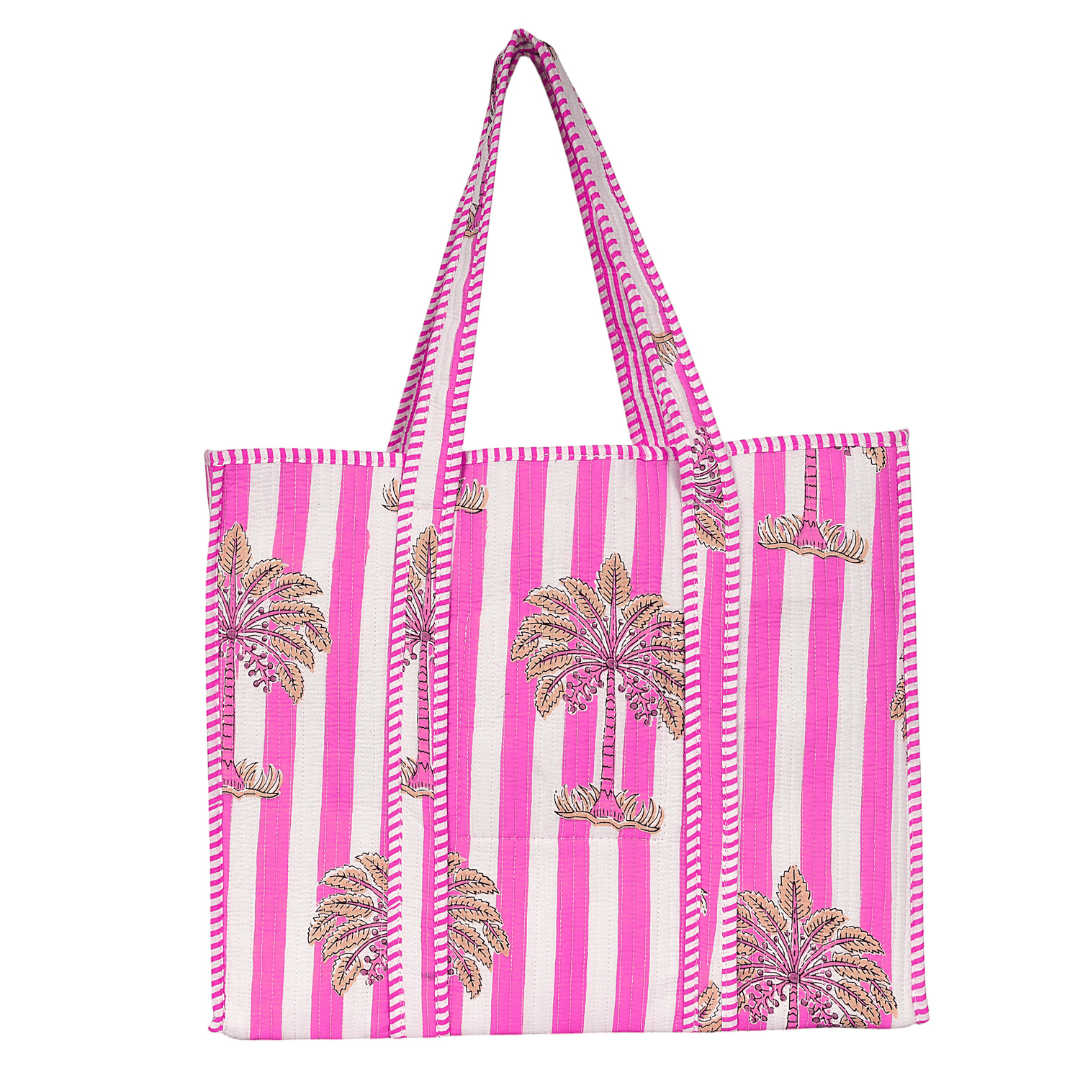 The Palm Tree Tote — handmade hand block printed cotton tote bag, ethically made in Rajasthan, India