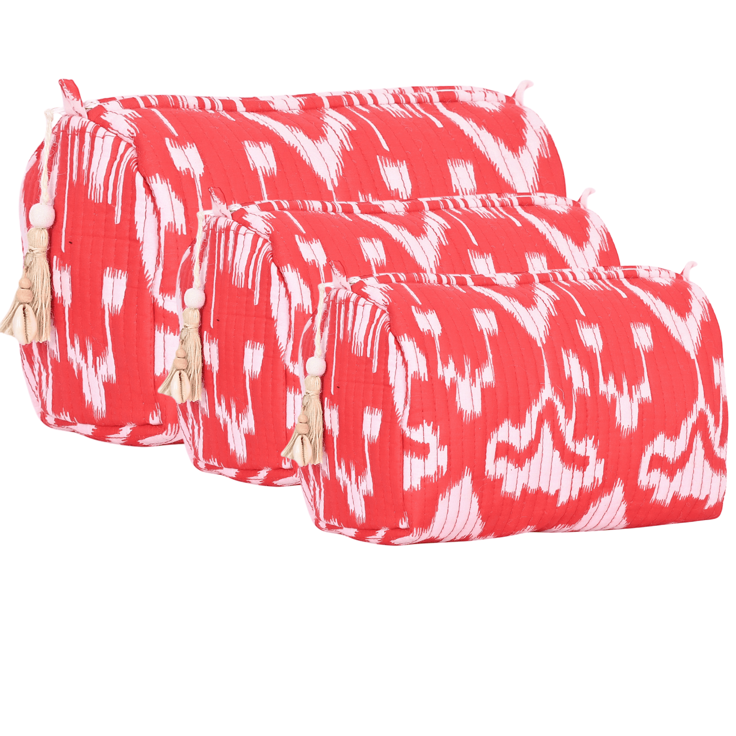 The Ikat Cotton Travel Set — handmade hand block printed cotton travel pouch set, ethically made in Rajasthan, India