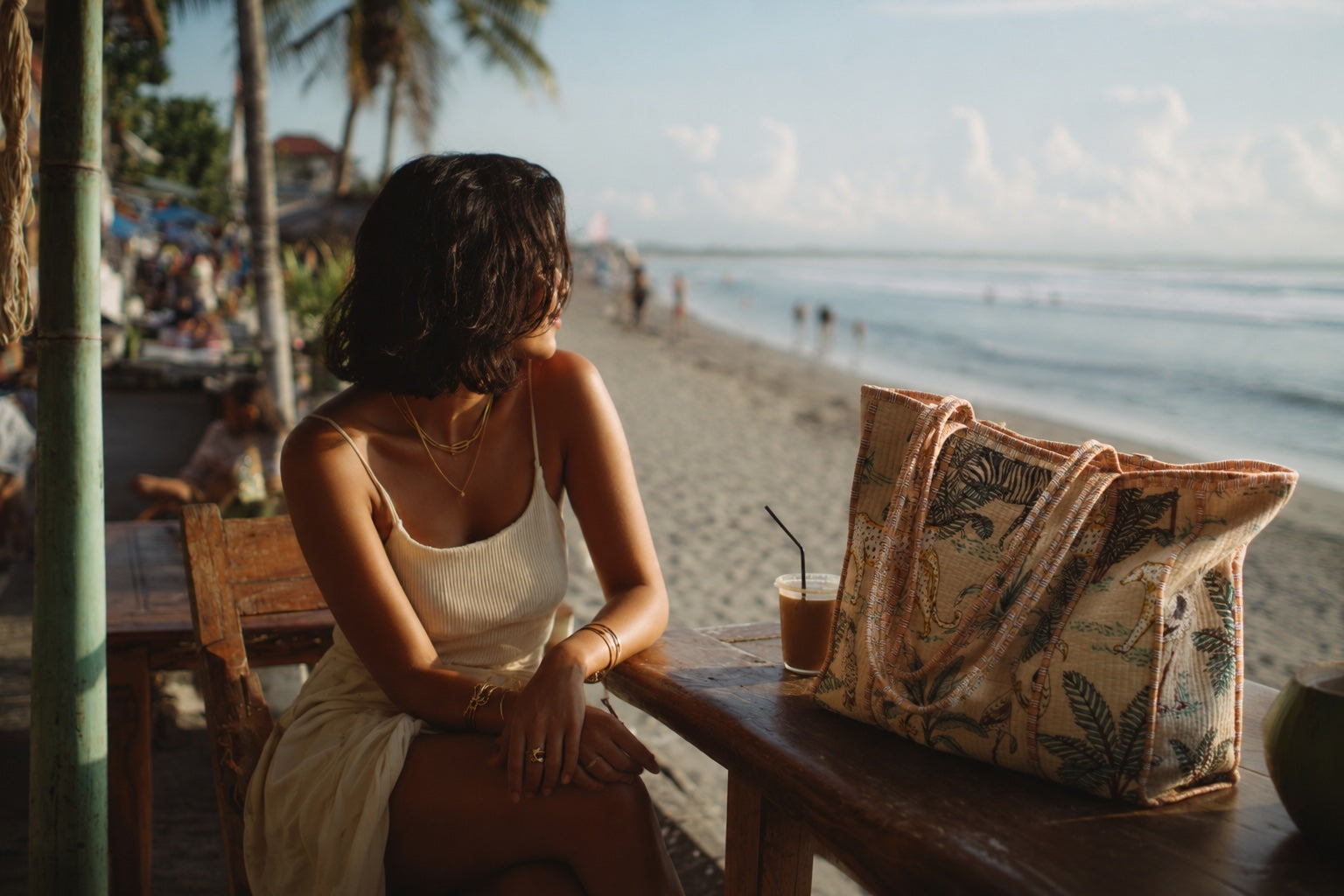 Ubud rice fields and tropical calm — Bali's slow inland heart. Conscious Yoga Collective travel field guide, in the company of handmade cotton bags from Rajasthan.