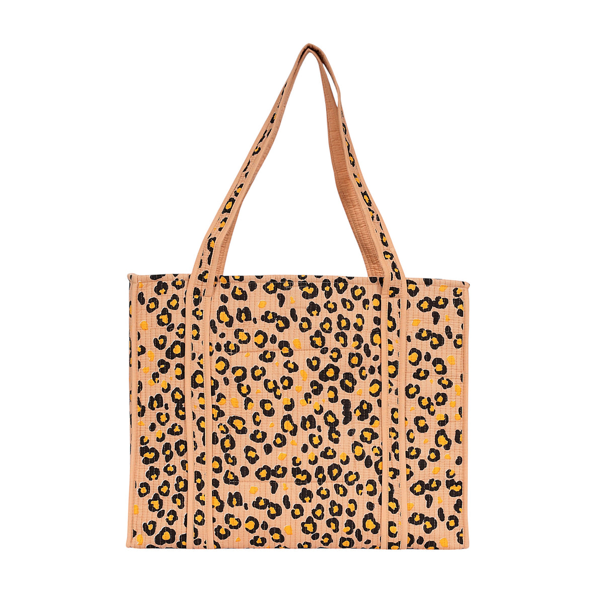 The Leopard Tote in hand-block-printed cotton — a field guide to the leopard print, handmade in Rajasthan, India.
