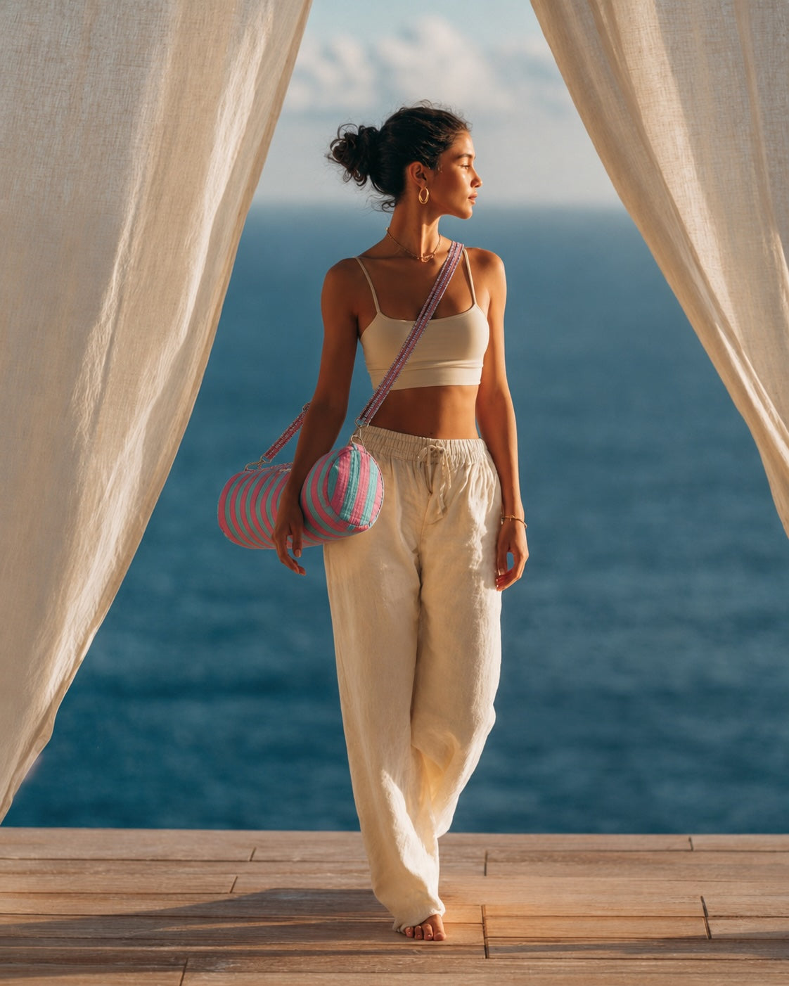 The Striped Cotton Yoga Bag