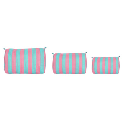 The Striped Travel Set — handmade hand block printed cotton travel pouch set, ethically made in Rajasthan, India