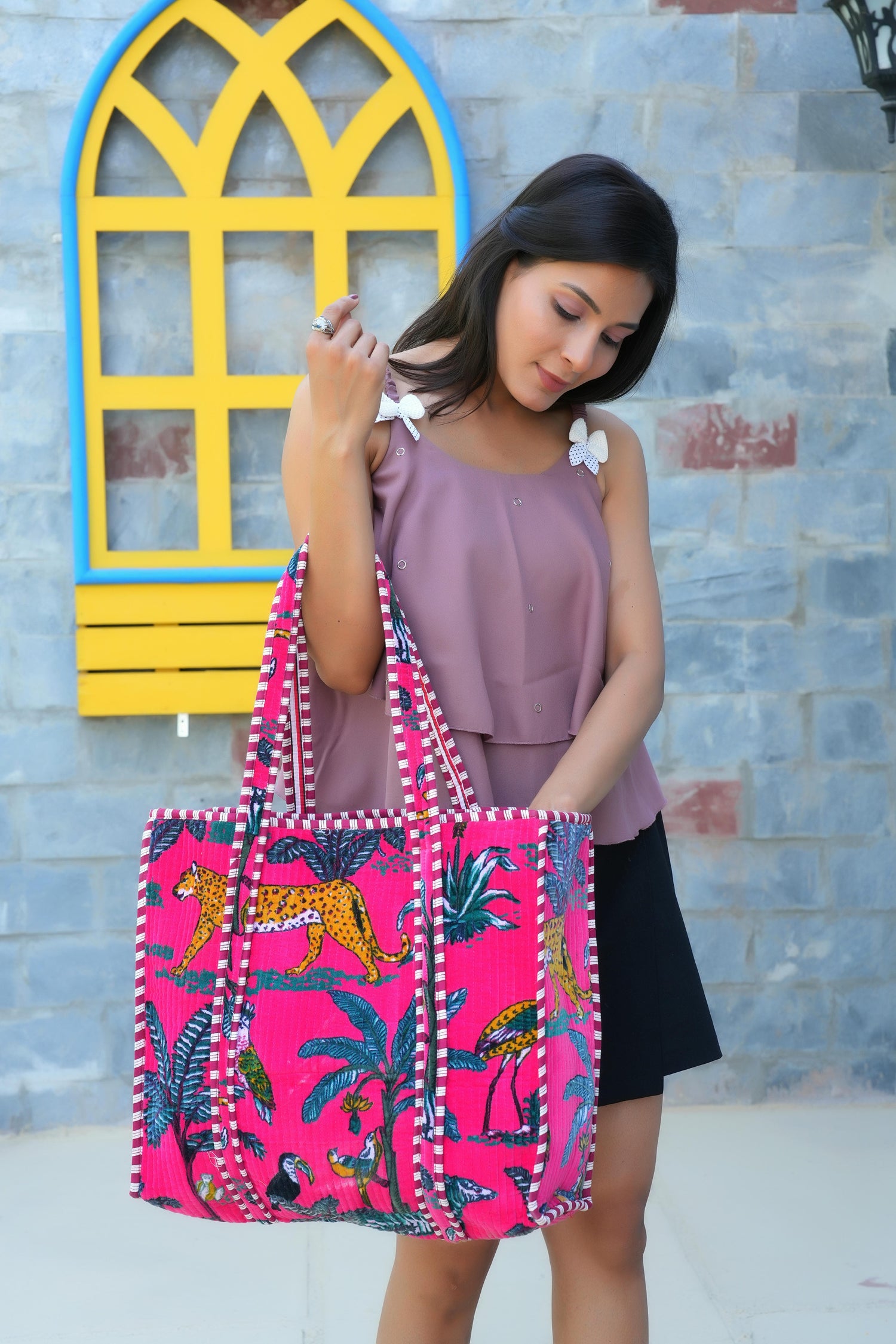 The Jungle Tote in Velvet