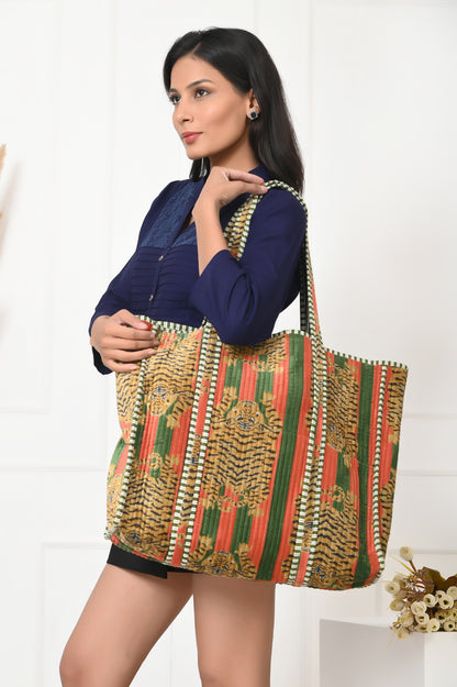 The Tibetan Tiger Tote in Velvet