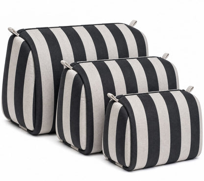 The Striped Travel Set — handmade hand block printed cotton travel pouch set, ethically made in Rajasthan, India
