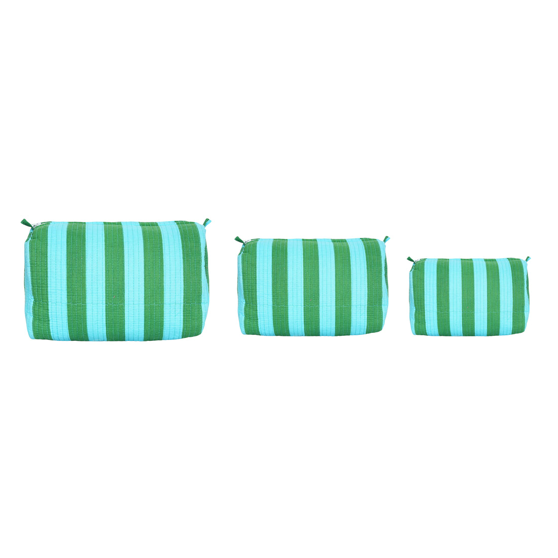 The Striped Travel Set — handmade hand block printed cotton travel pouch set, ethically made in Rajasthan, India