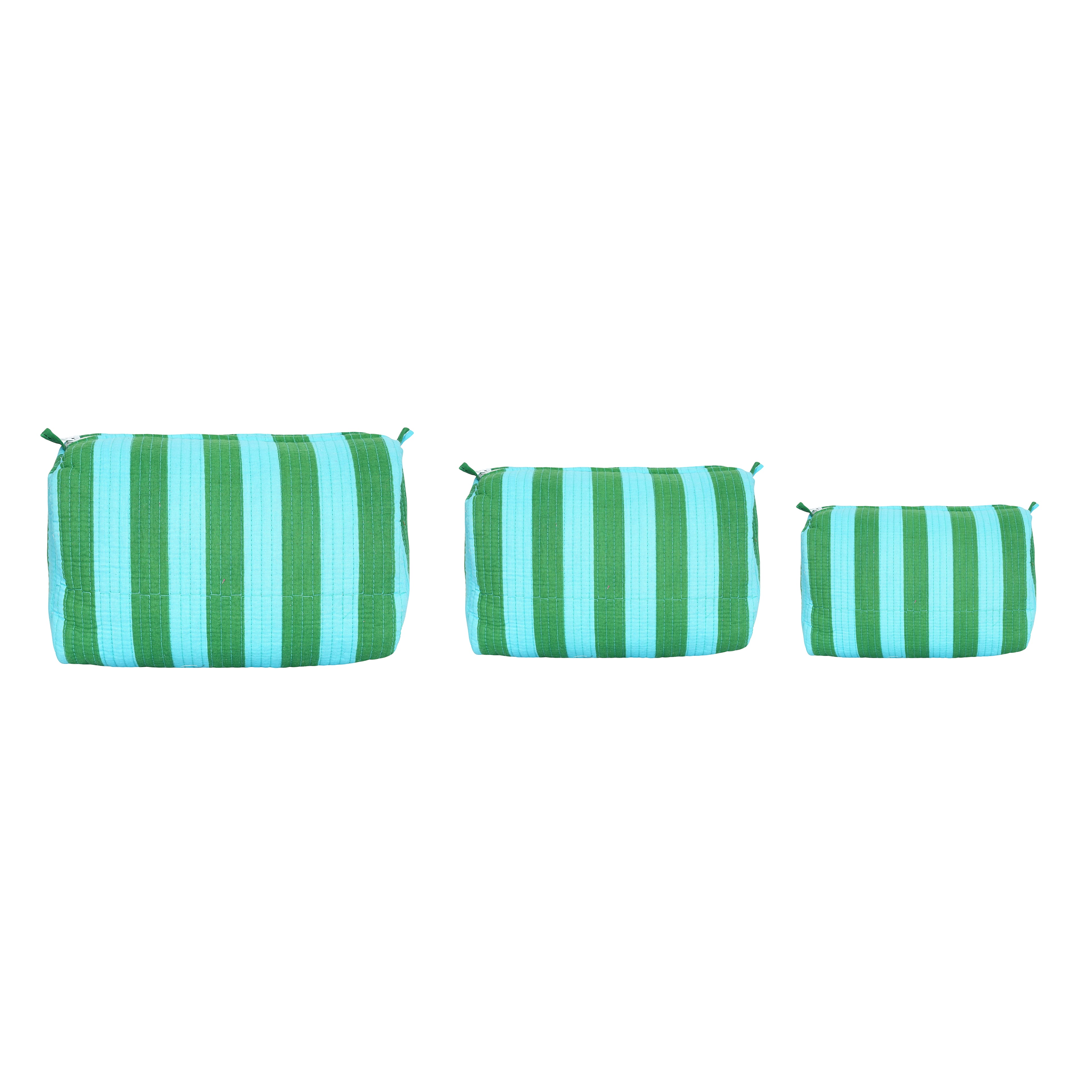 The Striped Travel Set — handmade hand block printed cotton travel pouch set, ethically made in Rajasthan, India