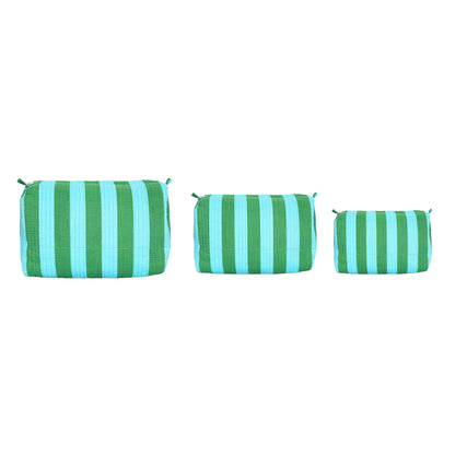 The Striped Travel Set — handmade hand block printed cotton travel pouch set, ethically made in Rajasthan, India