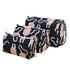 Two black cosmetic bags with pink snake patterns on a white background
