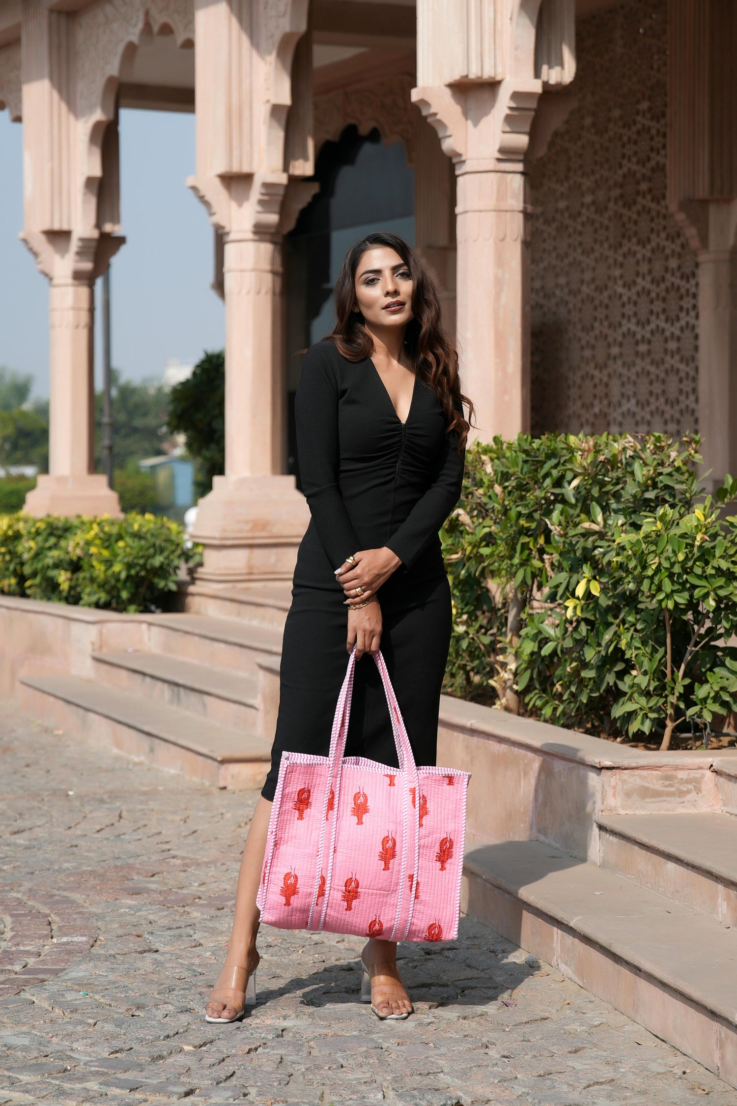 The Lobster Tote — handmade cotton tote bag with the lobster motif, ethically made in Rajasthan, India