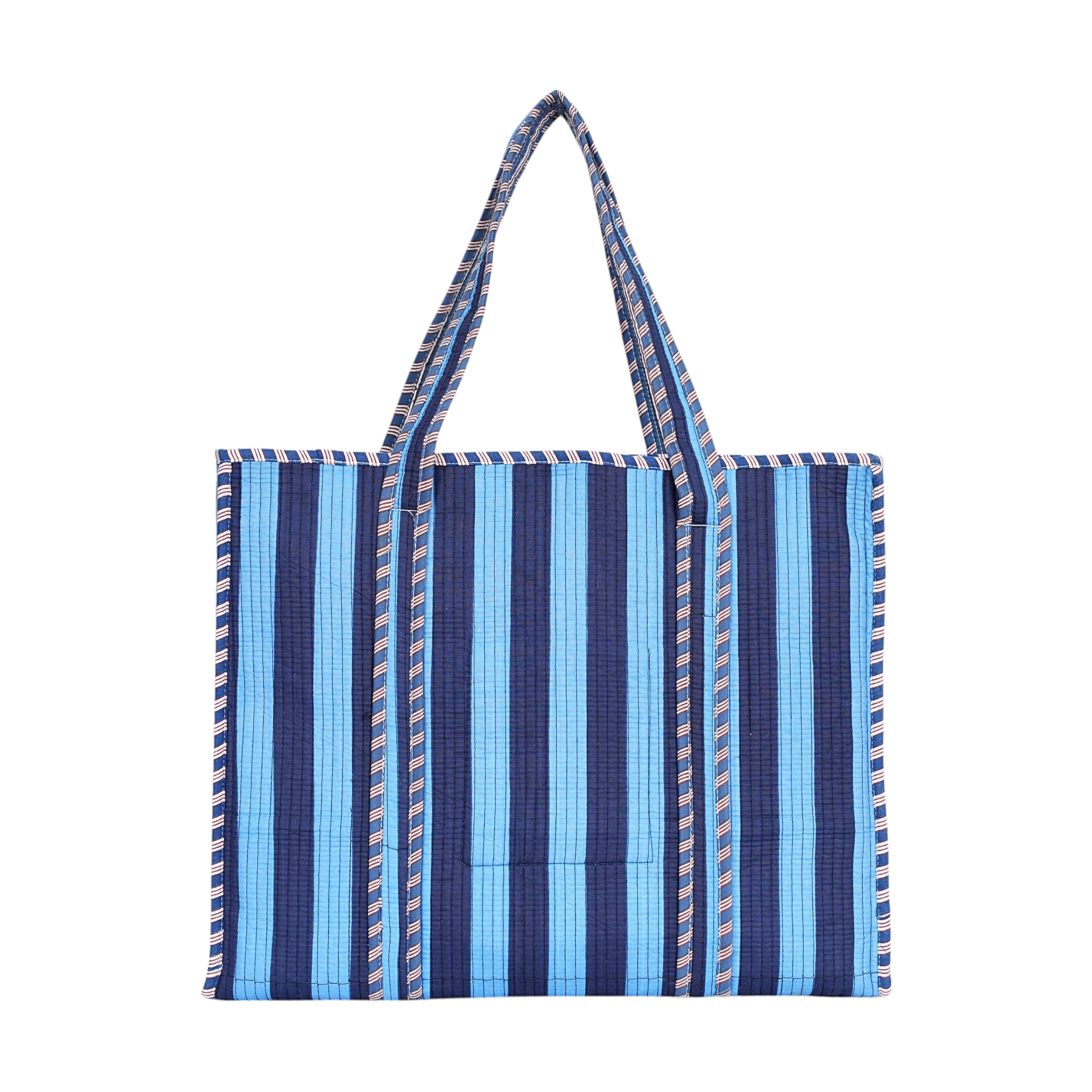 The Stripe Tote — handmade hand block printed cotton tote bag, ethically made in Rajasthan, India