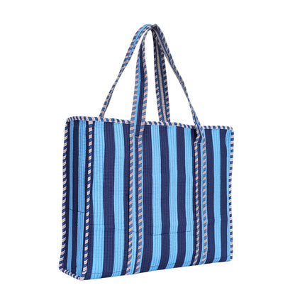The Stripe Tote — handmade hand block printed cotton tote bag, ethically made in Rajasthan, India