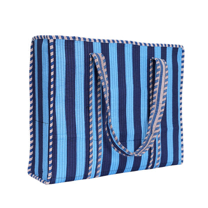 The Stripe Tote — handmade hand block printed cotton tote bag, ethically made in Rajasthan, India