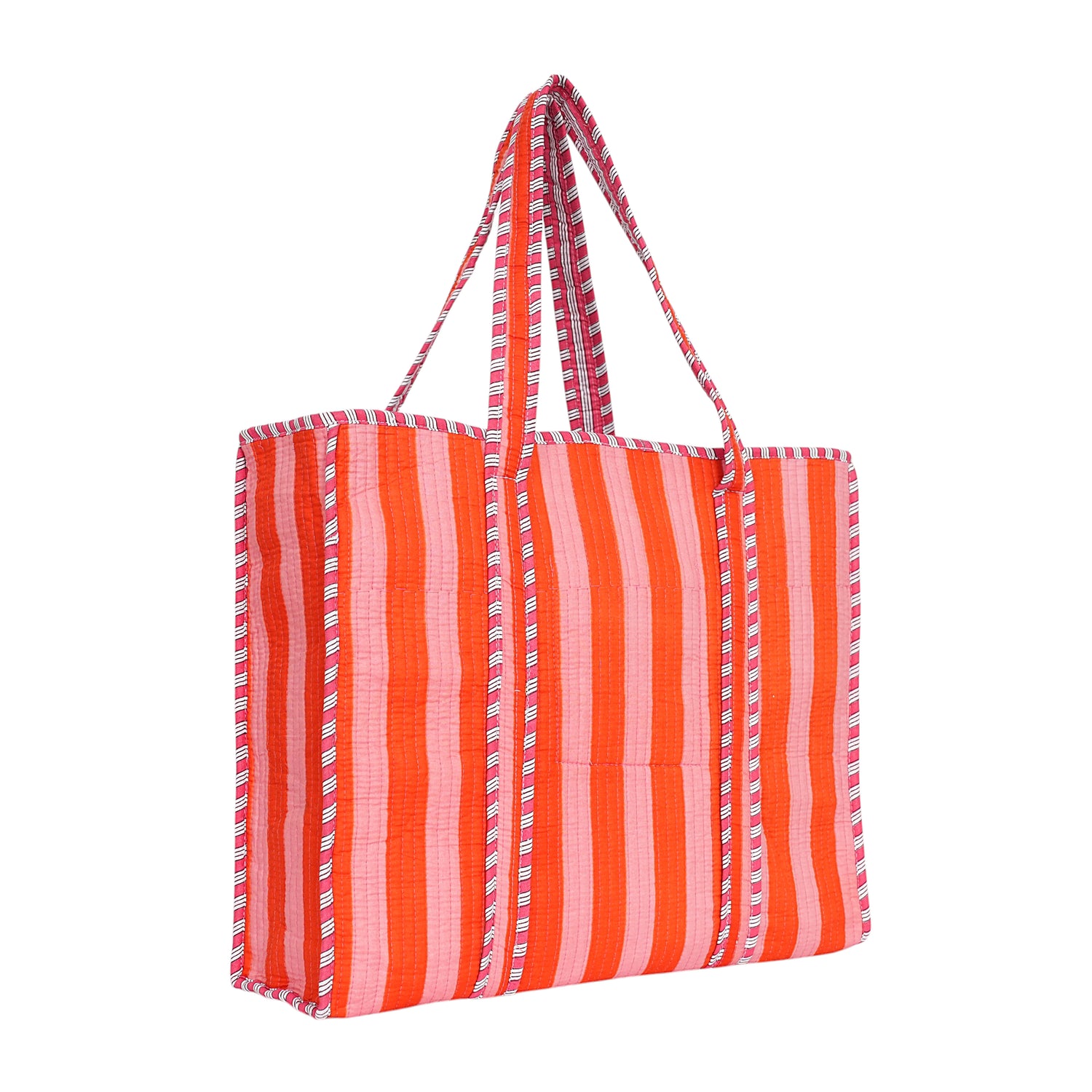 The Stripe Tote — handmade hand block printed cotton tote bag, ethically made in Rajasthan, India