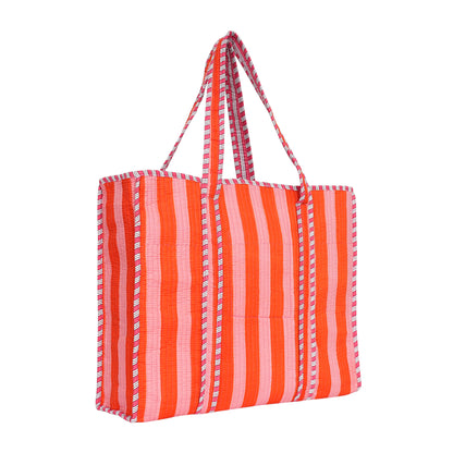 The Stripe Tote — handmade hand block printed cotton tote bag, ethically made in Rajasthan, India
