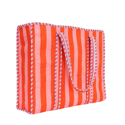 The Stripe Tote — handmade hand block printed cotton tote bag, ethically made in Rajasthan, India