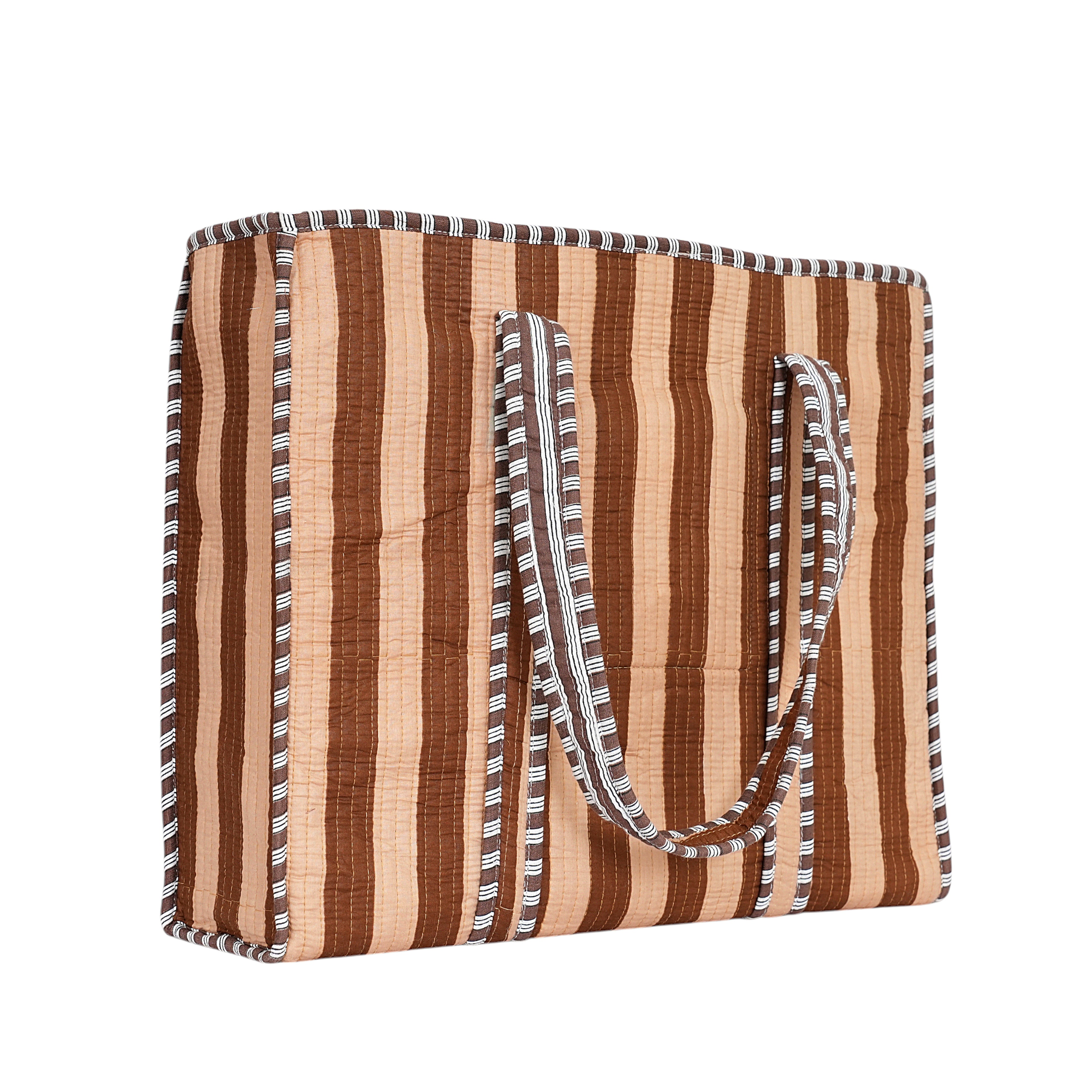 The Stripe Tote — handmade hand block printed cotton tote bag, ethically made in Rajasthan, India