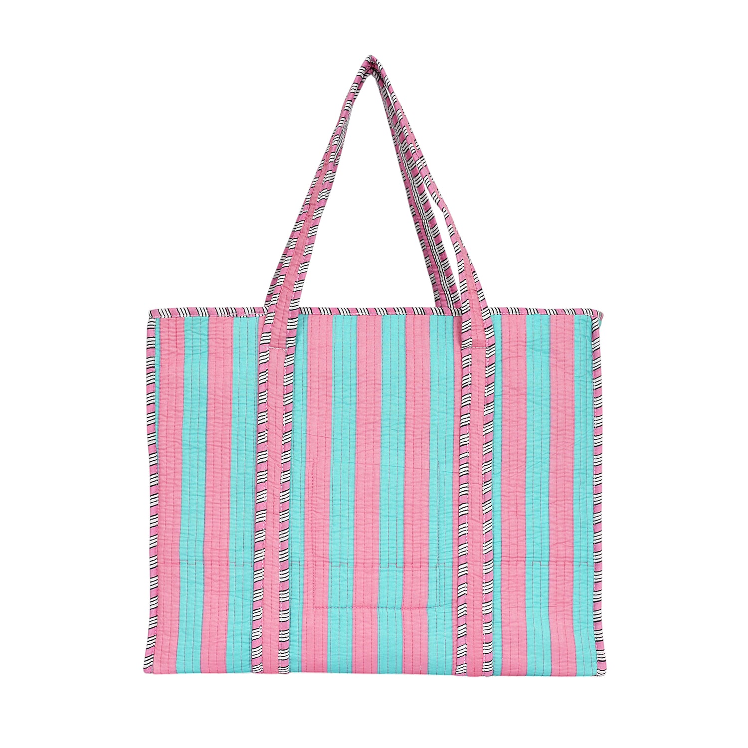 The Stripe Tote — handmade hand block printed cotton tote bag, ethically made in Rajasthan, India