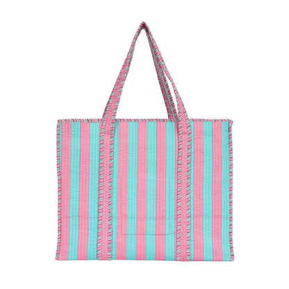 The Stripe Tote — handmade hand block printed cotton tote bag, ethically made in Rajasthan, India