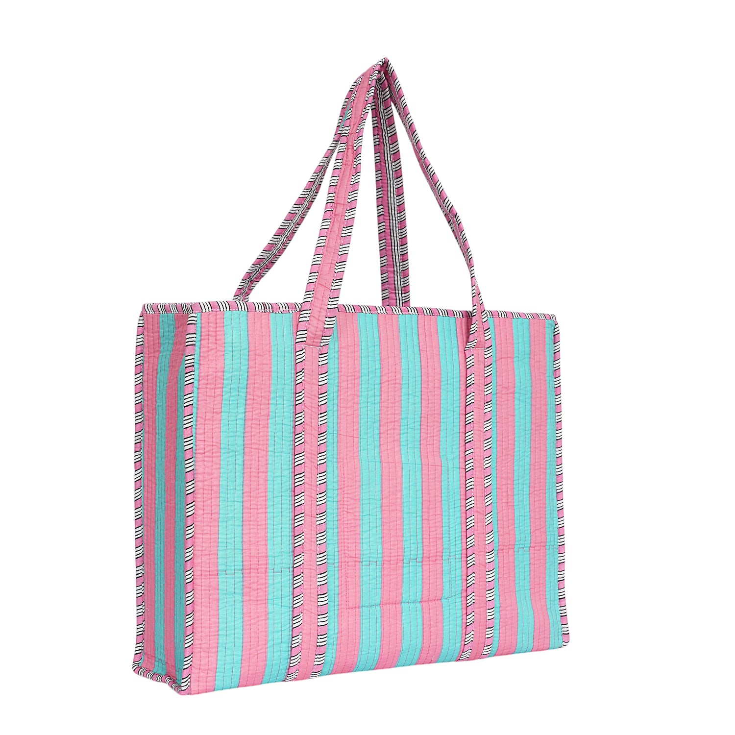 The Stripe Tote — handmade hand block printed cotton tote bag, ethically made in Rajasthan, India