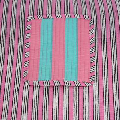 The Stripe Tote — handmade hand block printed cotton tote bag, ethically made in Rajasthan, India