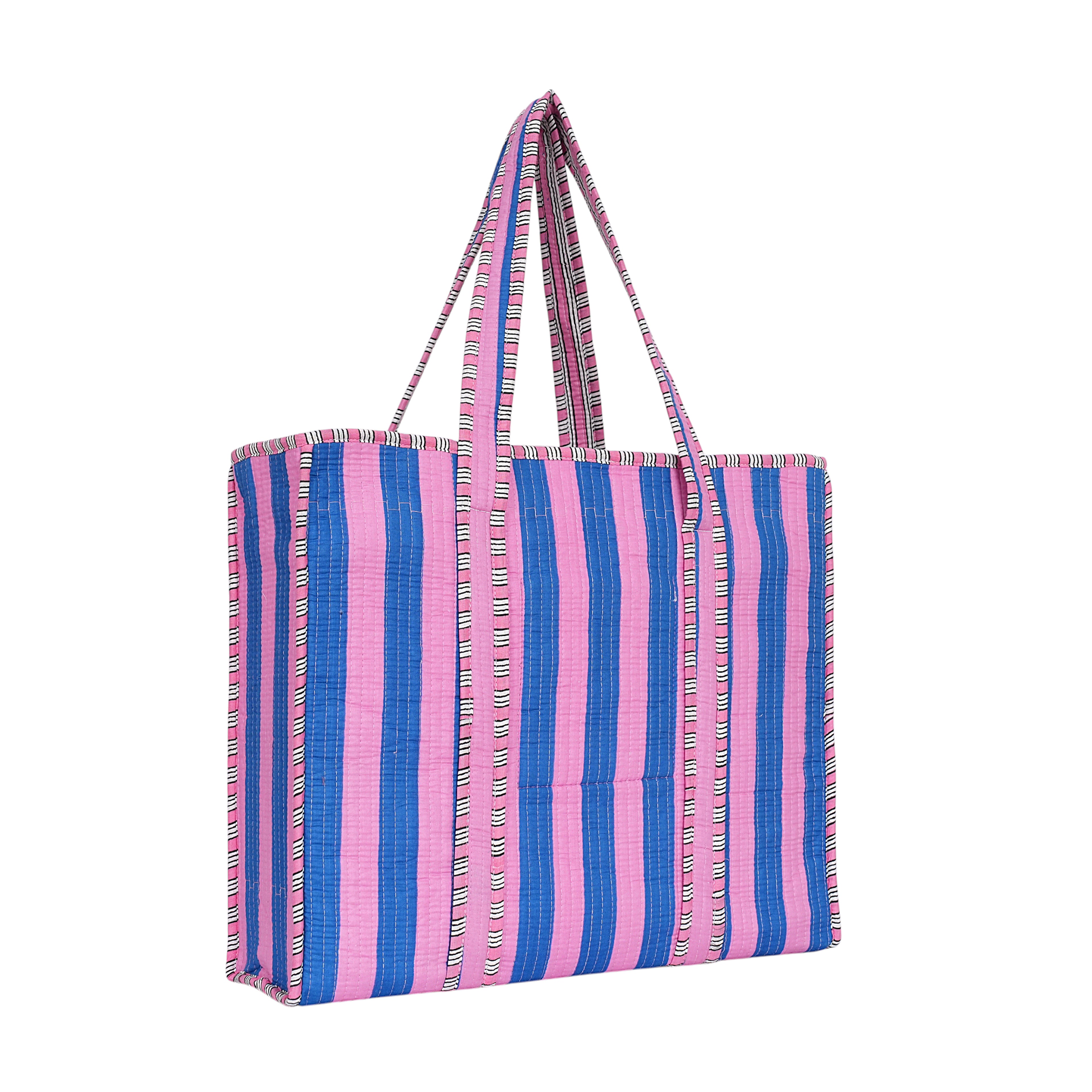 The Stripe Tote — handmade hand block printed cotton tote bag, ethically made in Rajasthan, India