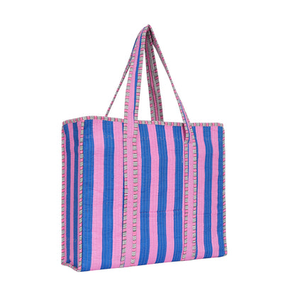 The Stripe Tote — handmade hand block printed cotton tote bag, ethically made in Rajasthan, India