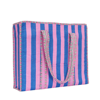 The Stripe Tote — handmade hand block printed cotton tote bag, ethically made in Rajasthan, India
