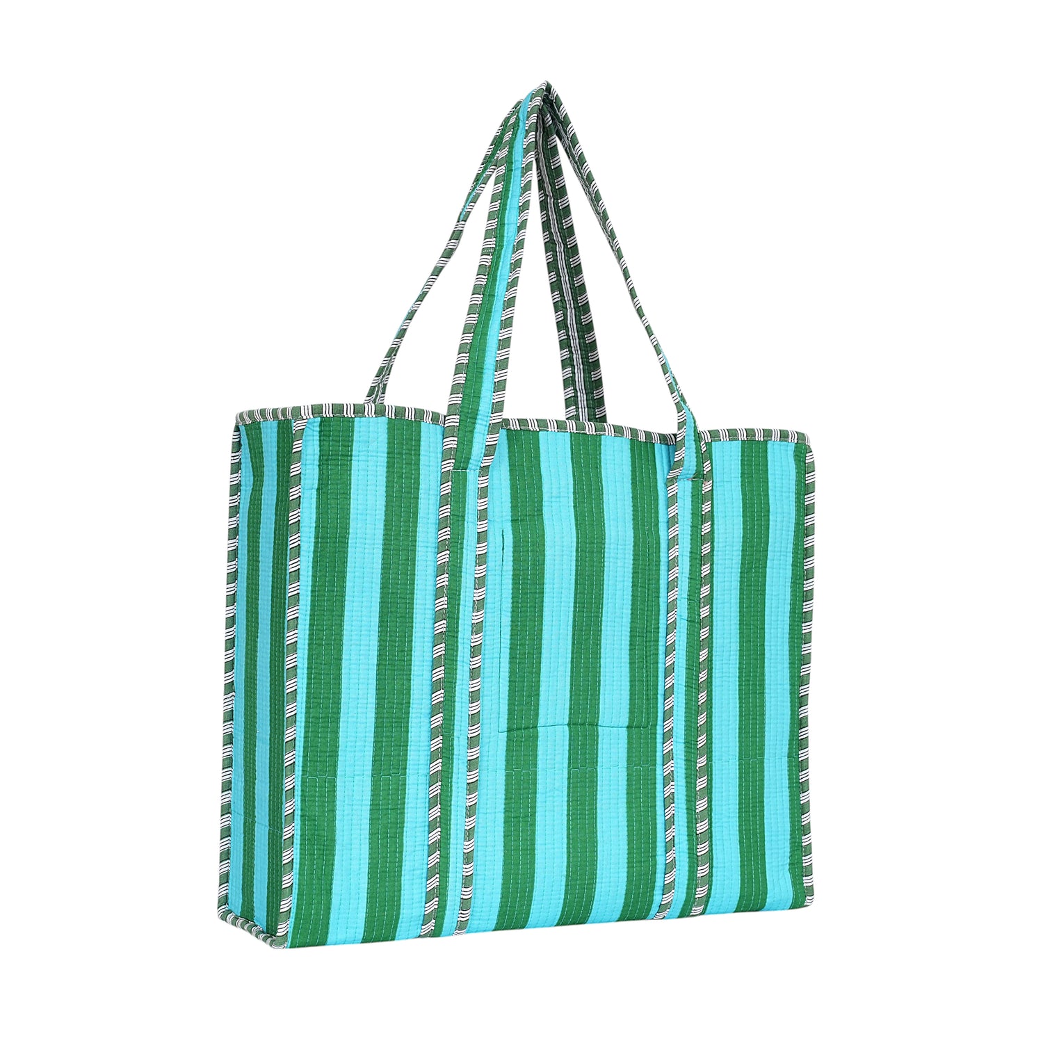 The Stripe Tote — handmade hand block printed cotton tote bag, ethically made in Rajasthan, India