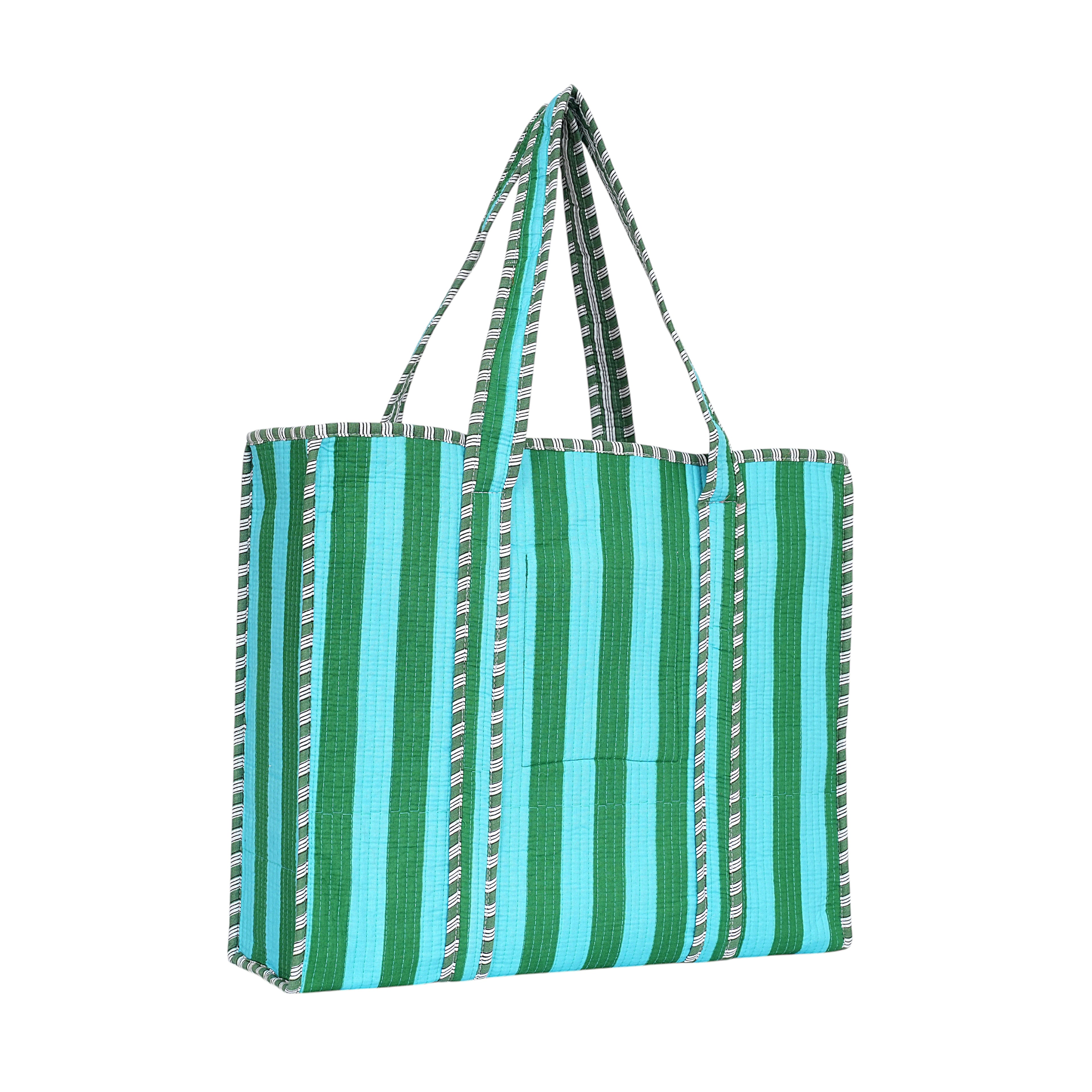 The Stripe Tote — handmade hand block printed cotton tote bag, ethically made in Rajasthan, India