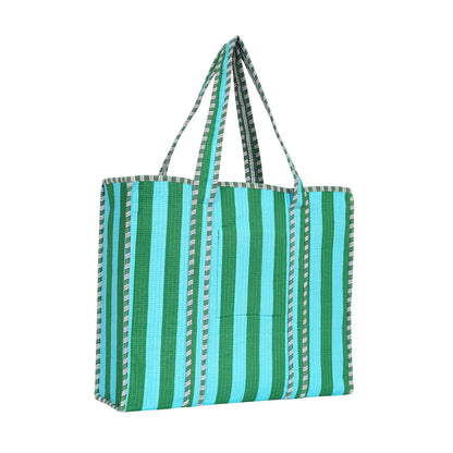The Stripe Tote — handmade hand block printed cotton tote bag, ethically made in Rajasthan, India