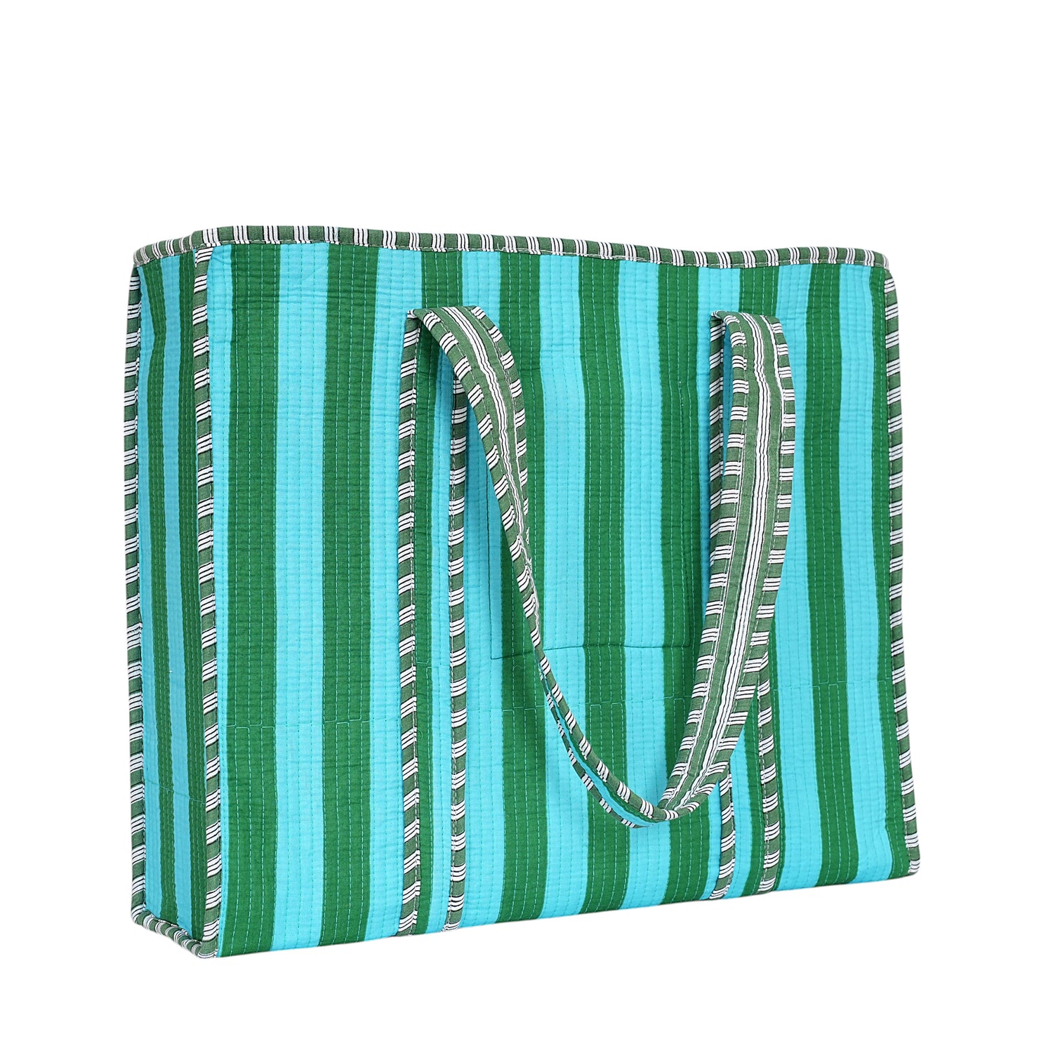 The Stripe Tote — handmade hand block printed cotton tote bag, ethically made in Rajasthan, India