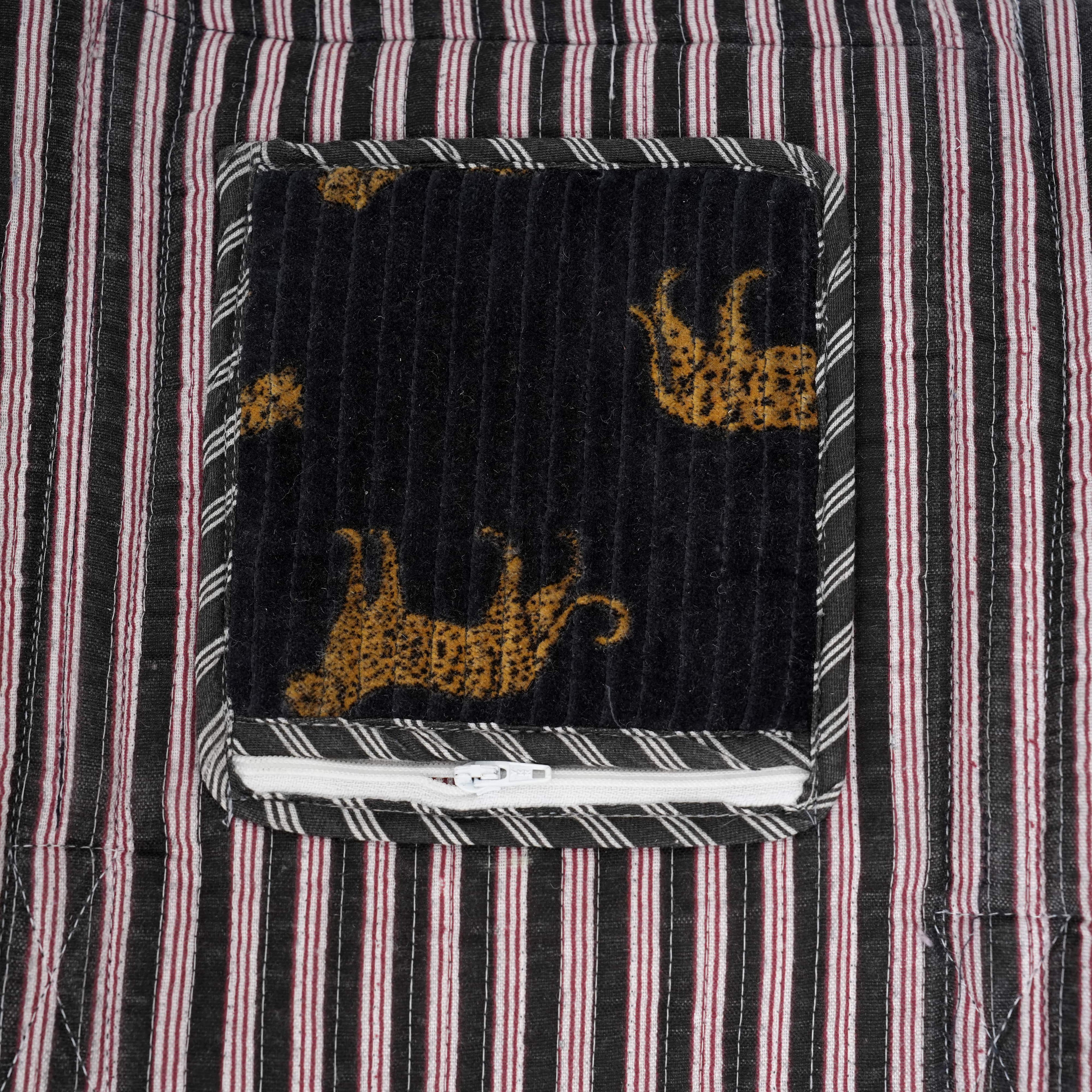 Cheetah Velvet Weekender — handmade quilted velvet weekender bag, ethically made in Rajasthan, India
