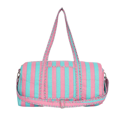 The Striped Cotton Weekender — handmade hand block printed cotton weekender bag, ethically made in Rajasthan, India