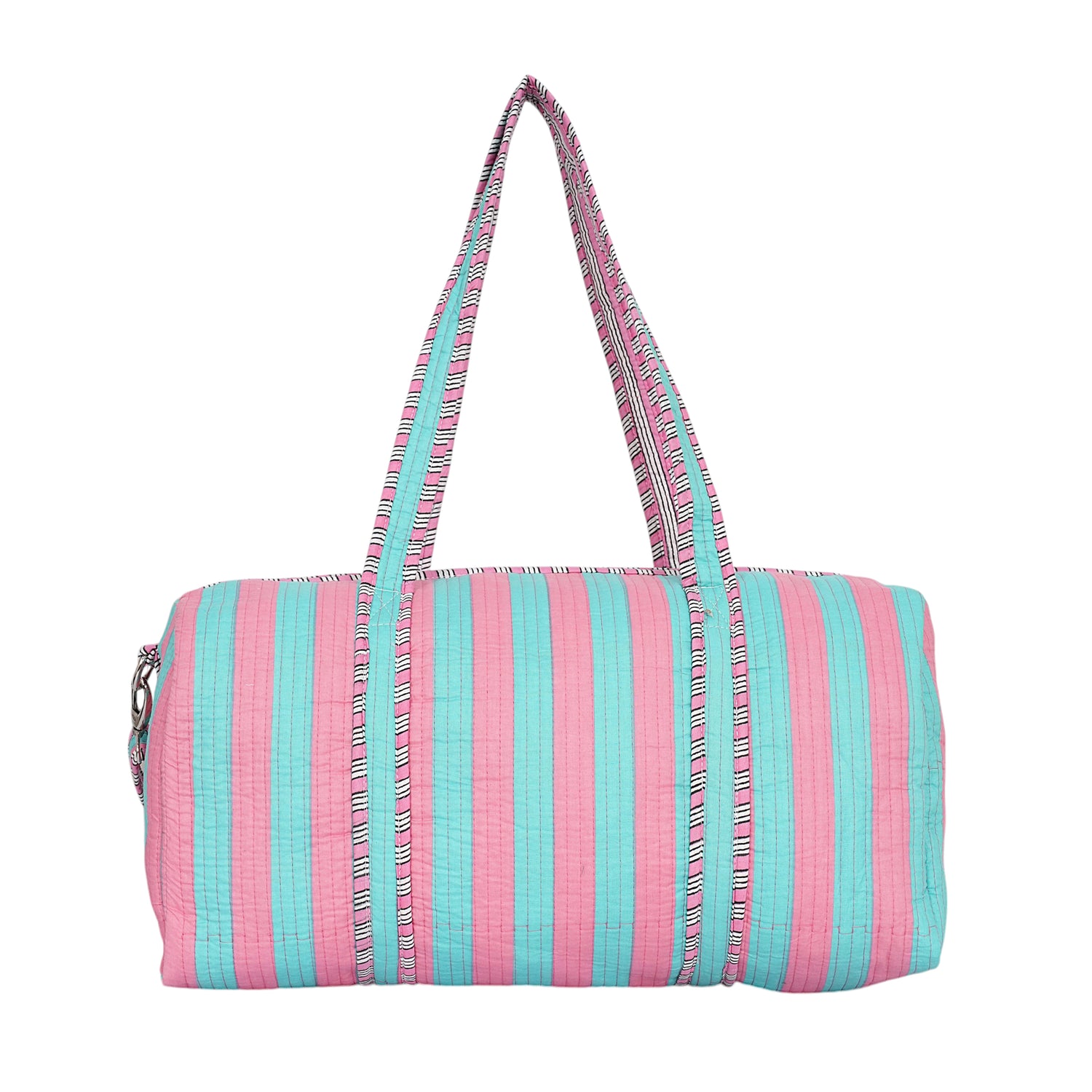 The Striped Cotton Weekender — handmade hand block printed cotton weekender bag, ethically made in Rajasthan, India