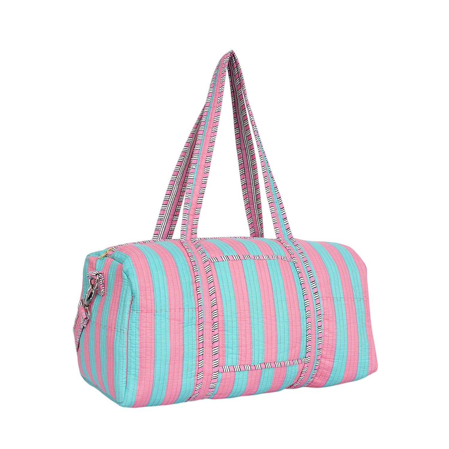The Striped Cotton Weekender — handmade hand block printed cotton weekender bag, ethically made in Rajasthan, India