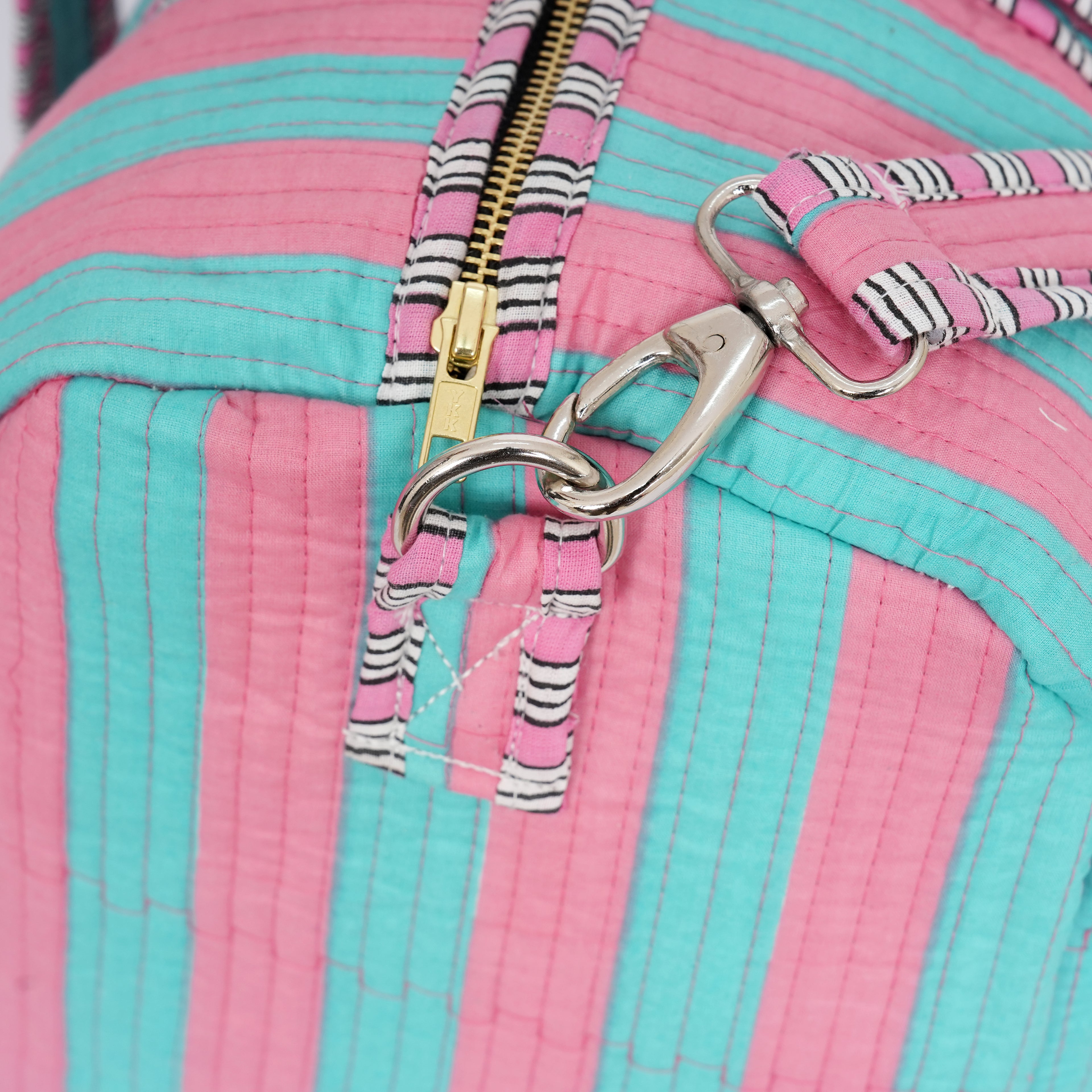 The Striped Cotton Weekender — handmade hand block printed cotton weekender bag, ethically made in Rajasthan, India