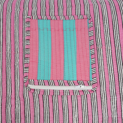 The Striped Cotton Weekender — handmade hand block printed cotton weekender bag, ethically made in Rajasthan, India