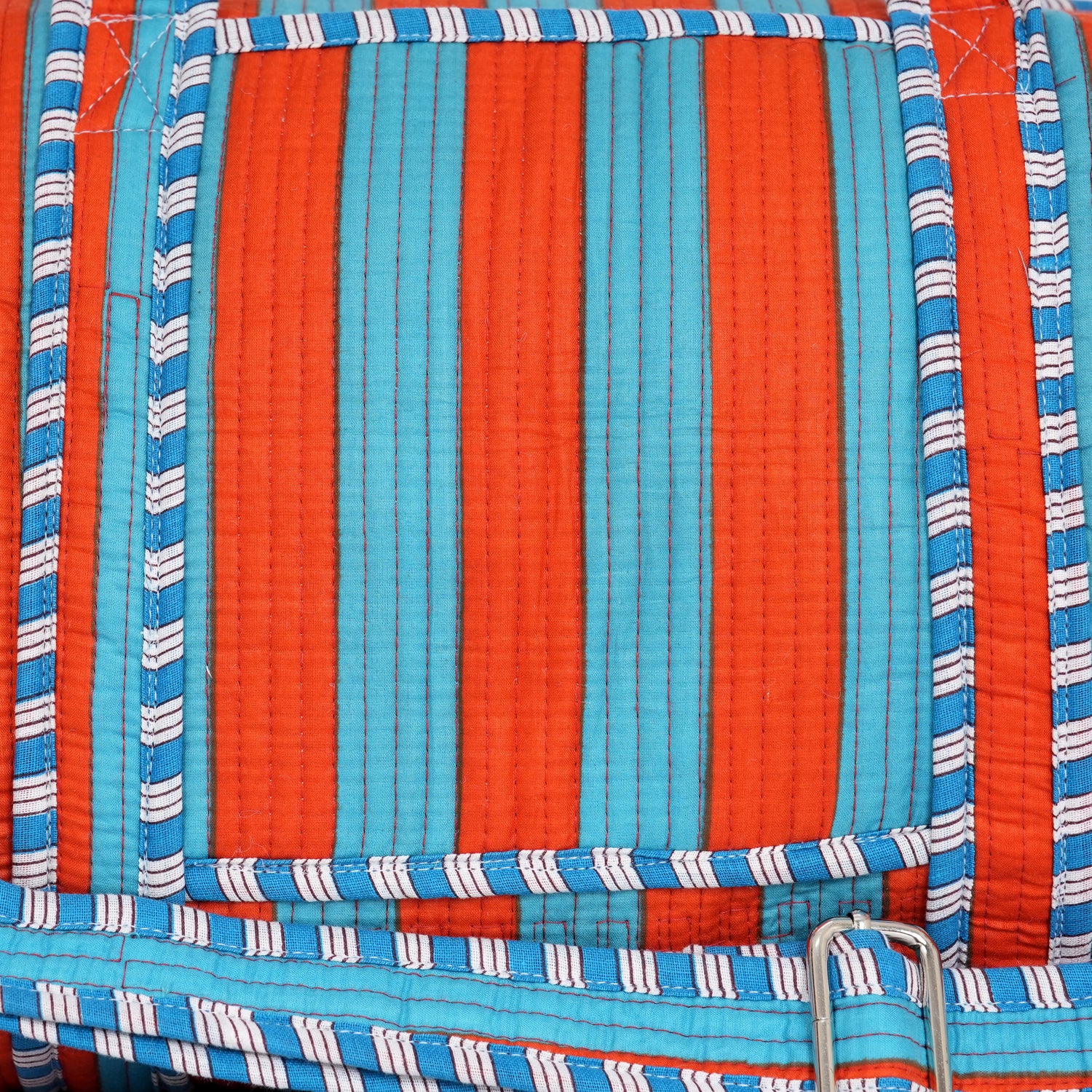 The Striped Cotton Weekender — handmade hand block printed cotton weekender bag, ethically made in Rajasthan, India