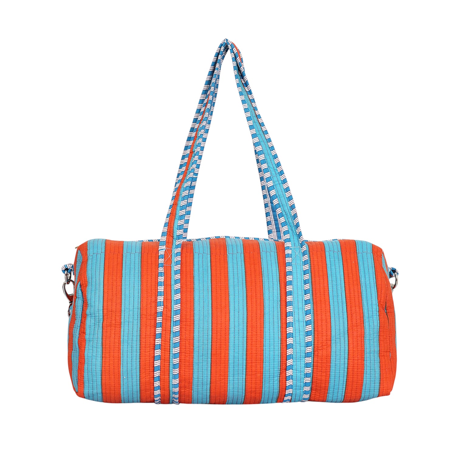 The Striped Cotton Weekender — handmade hand block printed cotton weekender bag, ethically made in Rajasthan, India