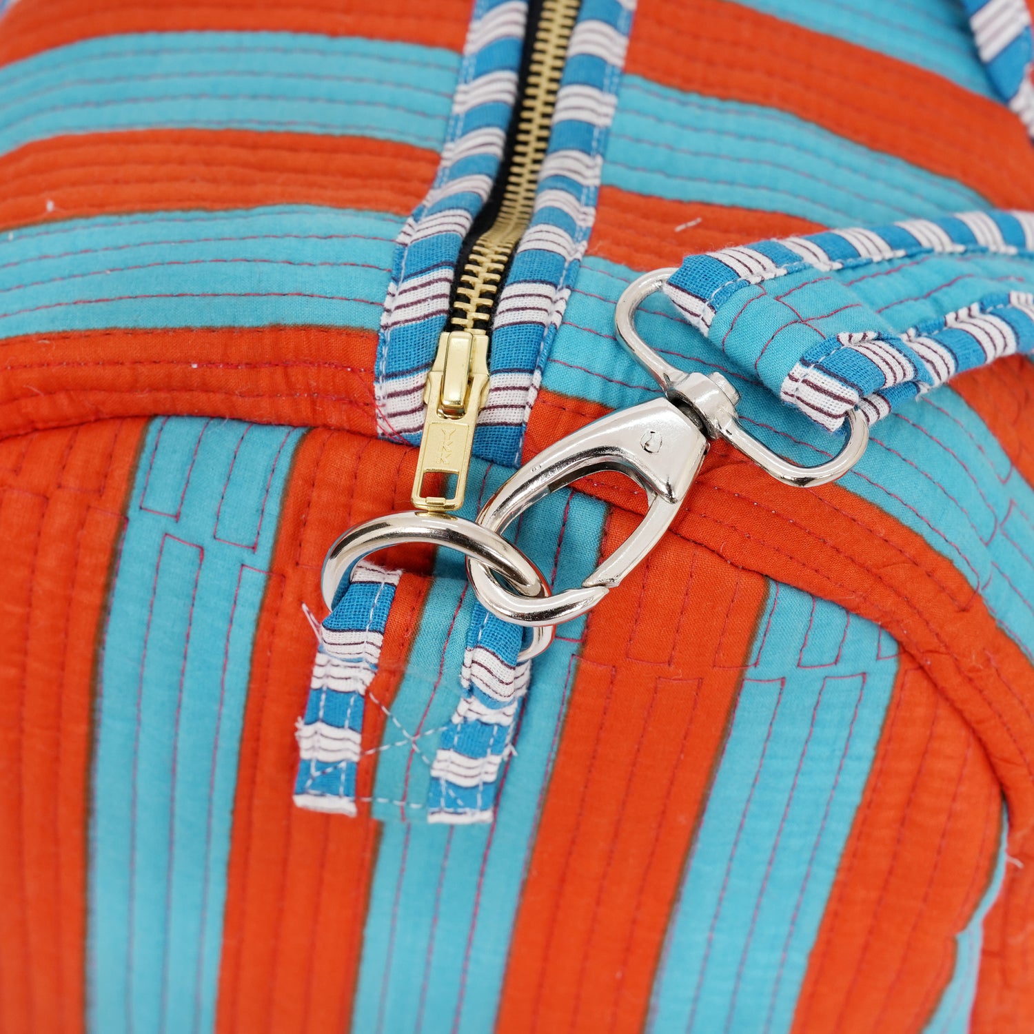 The Striped Cotton Weekender — handmade hand block printed cotton weekender bag, ethically made in Rajasthan, India