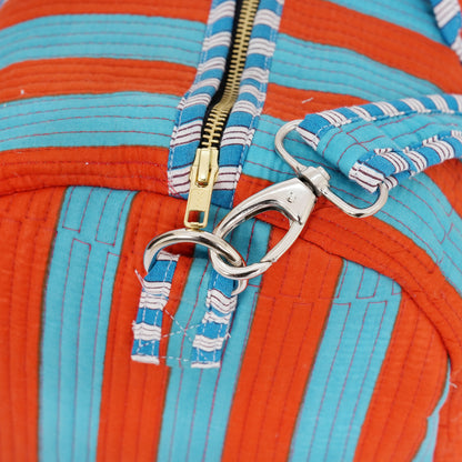 The Striped Cotton Weekender — handmade hand block printed cotton weekender bag, ethically made in Rajasthan, India