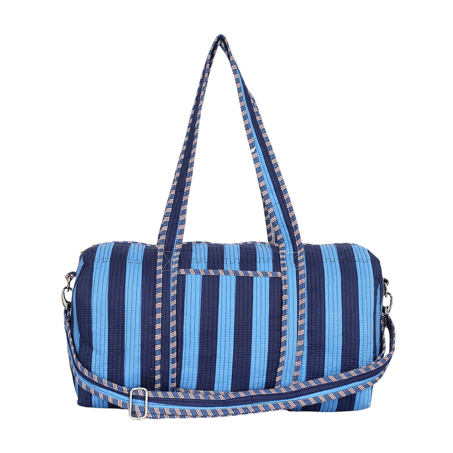 The Striped Cotton Weekender — handmade hand block printed cotton weekender bag, ethically made in Rajasthan, India