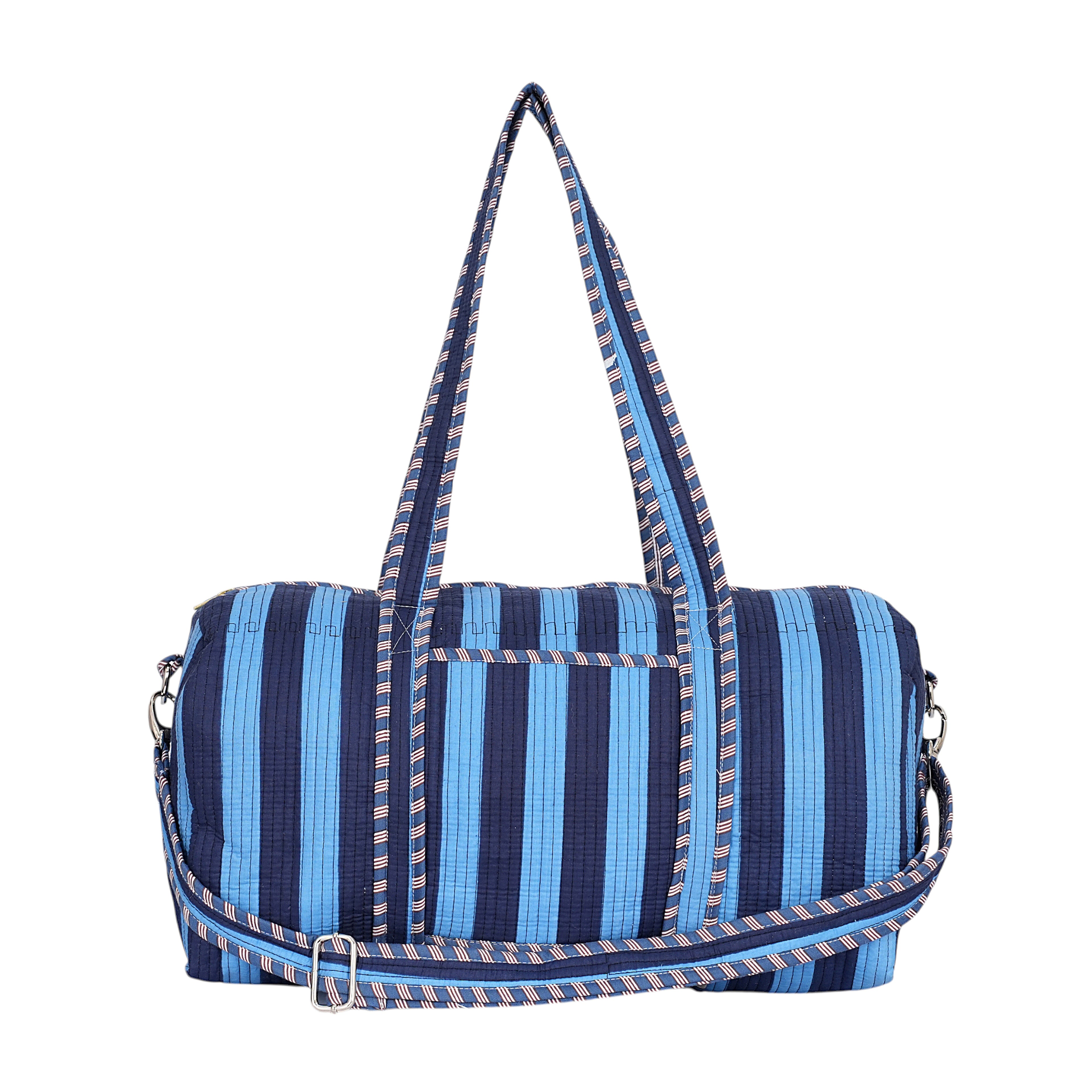 The Striped Cotton Weekender — handmade hand block printed cotton weekender bag, ethically made in Rajasthan, India