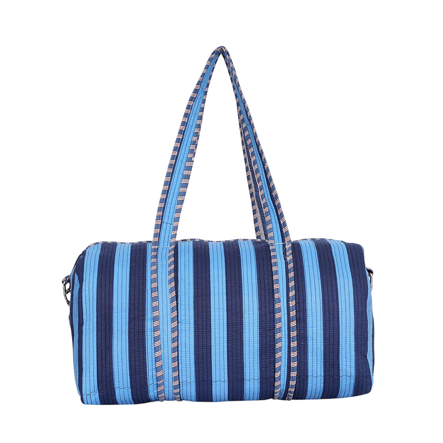 The Striped Cotton Weekender — handmade hand block printed cotton weekender bag, ethically made in Rajasthan, India